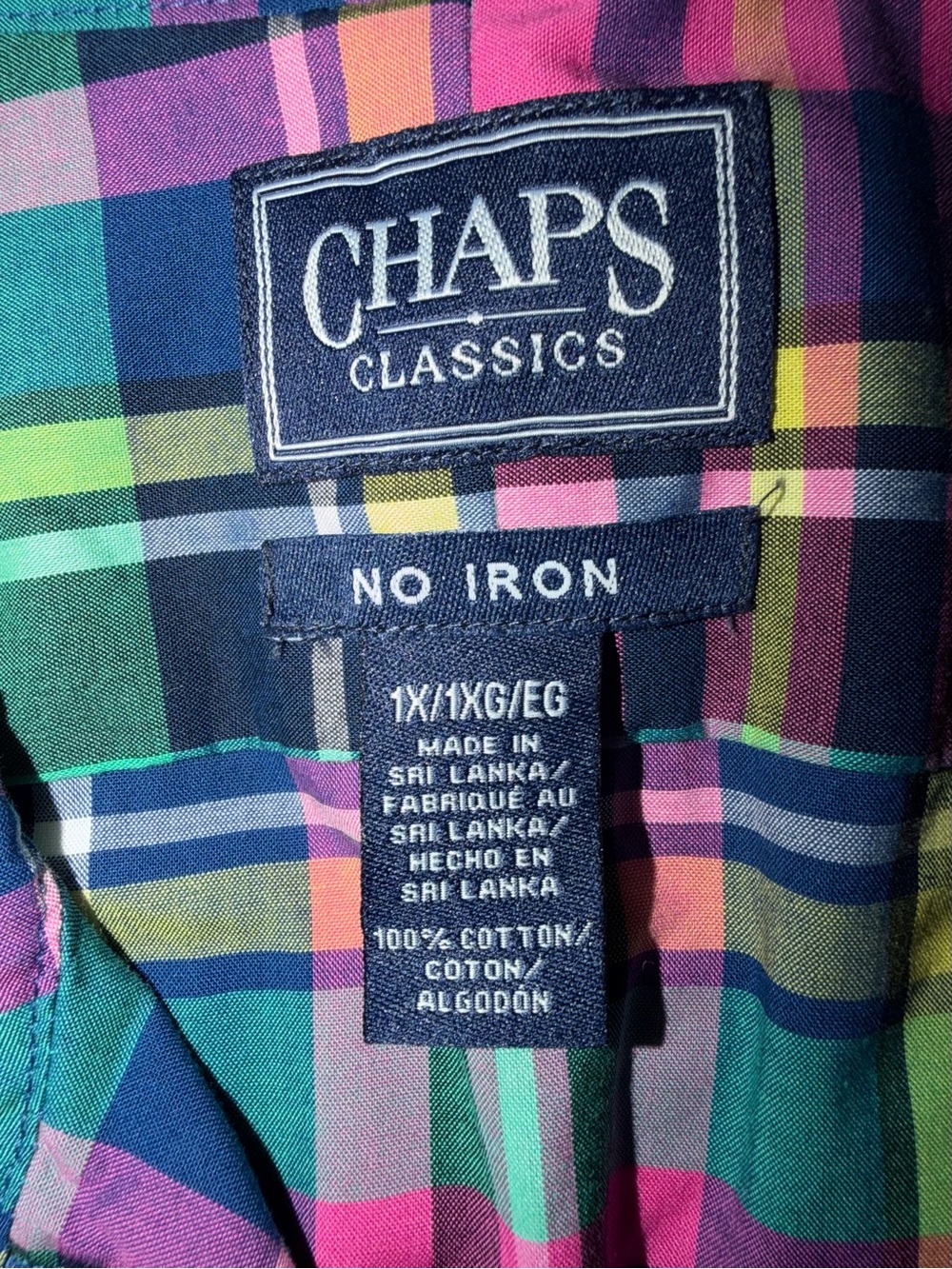 Chaps Plaid Button-Down Shirt in Blue, Green, Pink NWOT - Picture 7 of 7